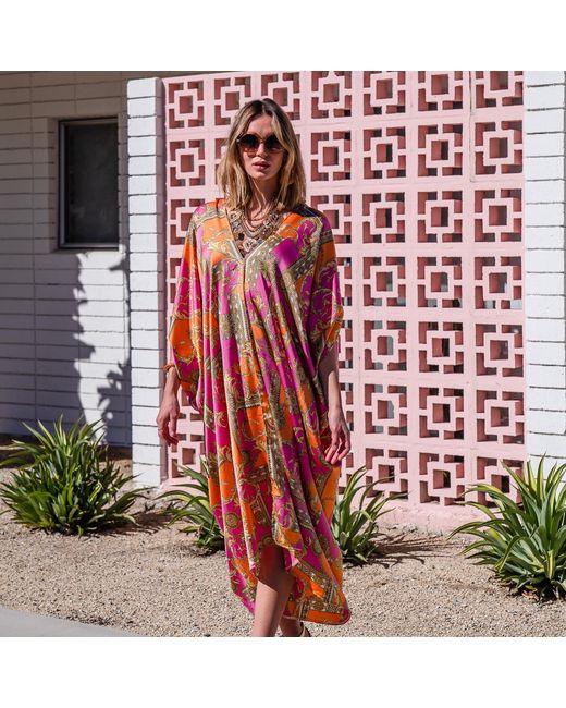 Jennafer Grace Red Voglia Rosa Caftan Kaftan Dress