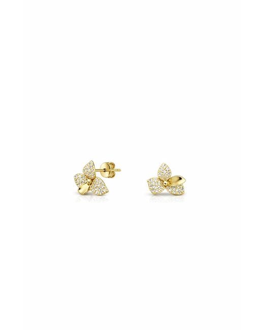 The Link Between Metallic Pansy Dainty Dimensional Stud Earring Vermeil