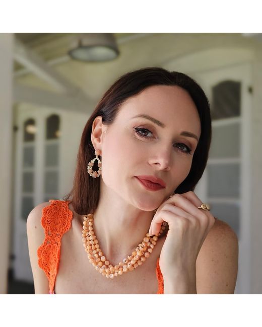 Farra Metallic Sunstone Statement Earrings