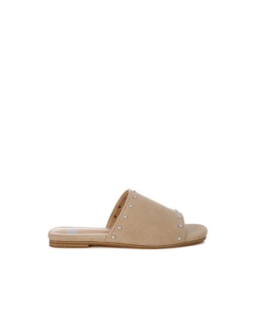 Rag & Co Natural Neutrals Odalia Soft Suede Leather Studded Flats
