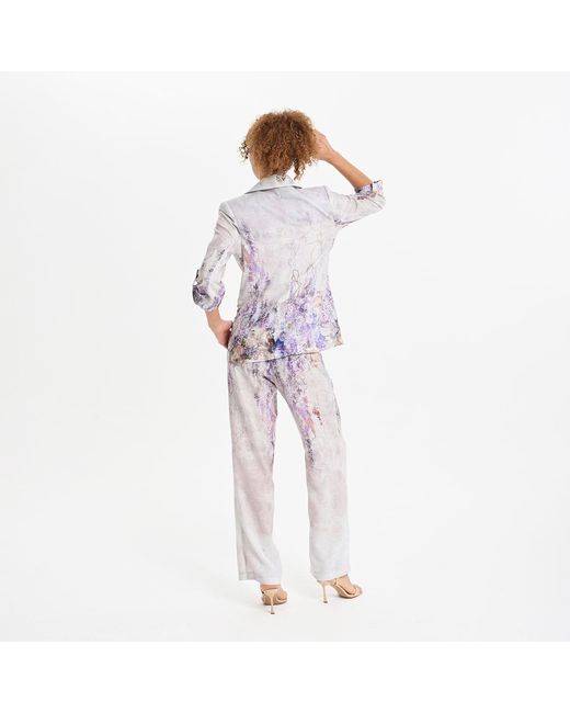 Lalipop Design Gray Abstract Floral Print Wide-Leg Pants