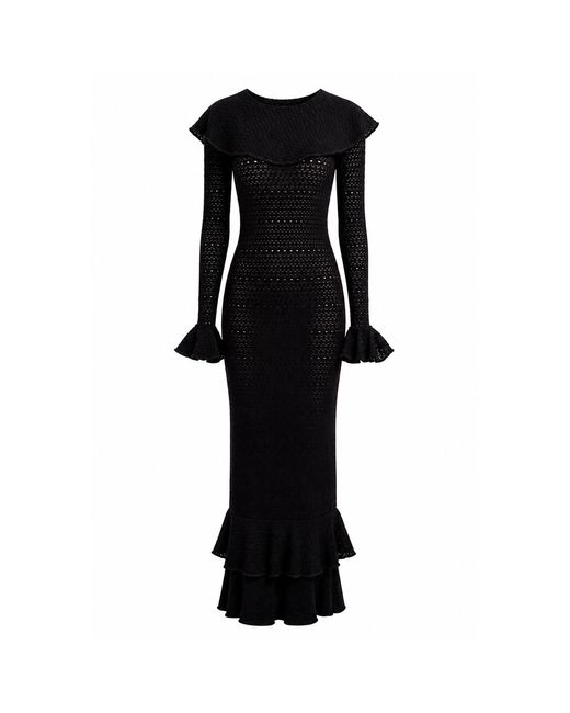 Maui X Lolita Black Madonna Lace Knit Ruffled Dress