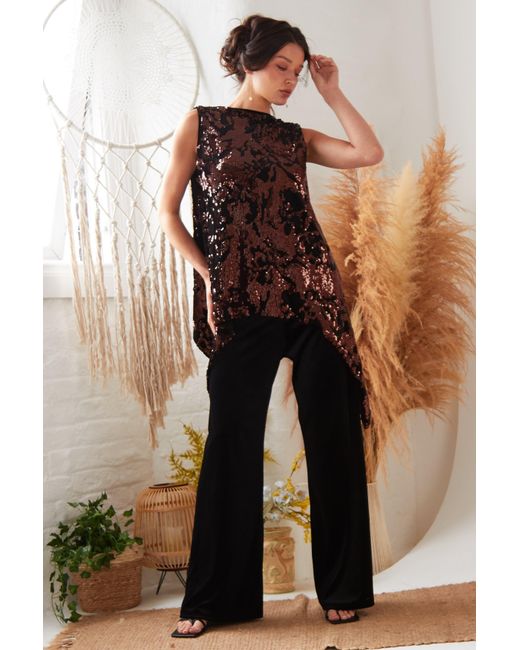 Sarvin Black Wide Leg Velvet Trousers