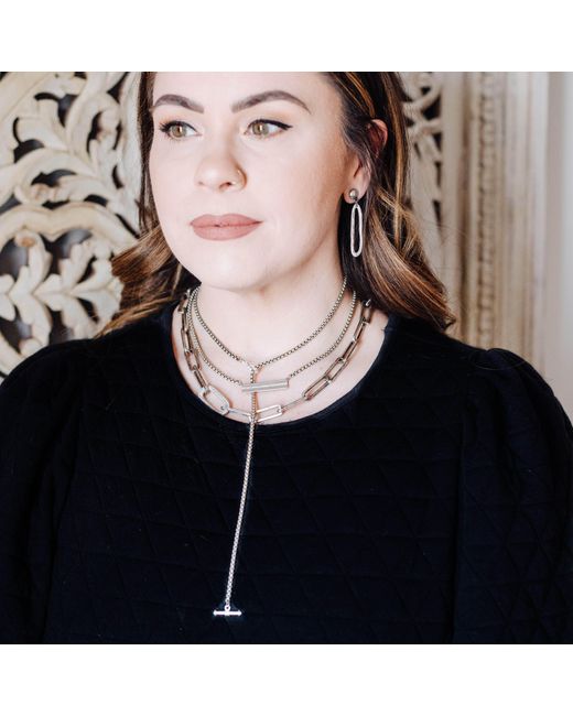 Loni Paul Jewelry Metallic Box Chain Lariat Necklace-Bracelet