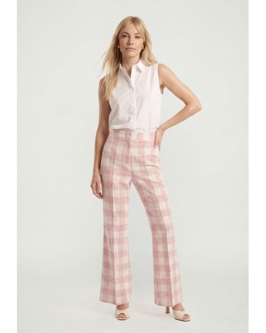 Lily and Lionel Pink Zena Flared Check Trouser
