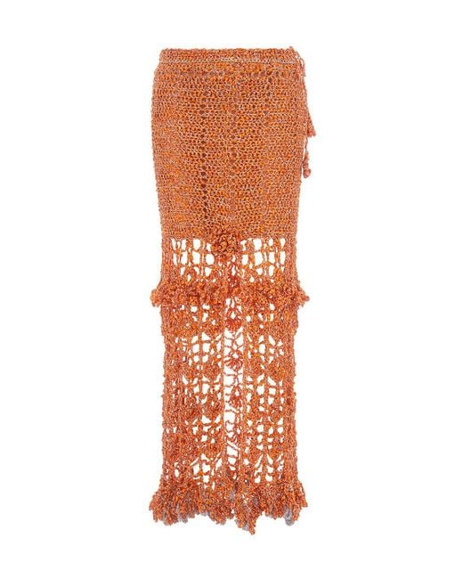 Andreeva Orange Chrysanthemum Handmade Crochet Skirt