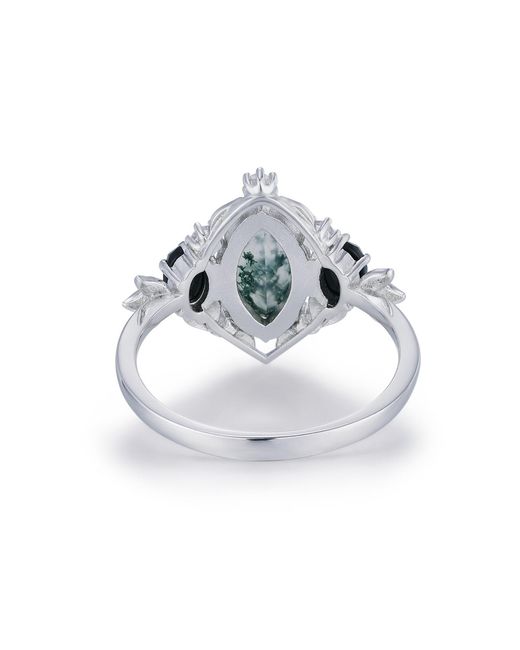 Azura Jewelry New York Blue Noctis Moss Agate Onyx Ring Vermeil