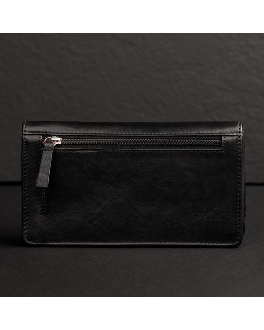 Time Resistance Black Leather Continental Wallet