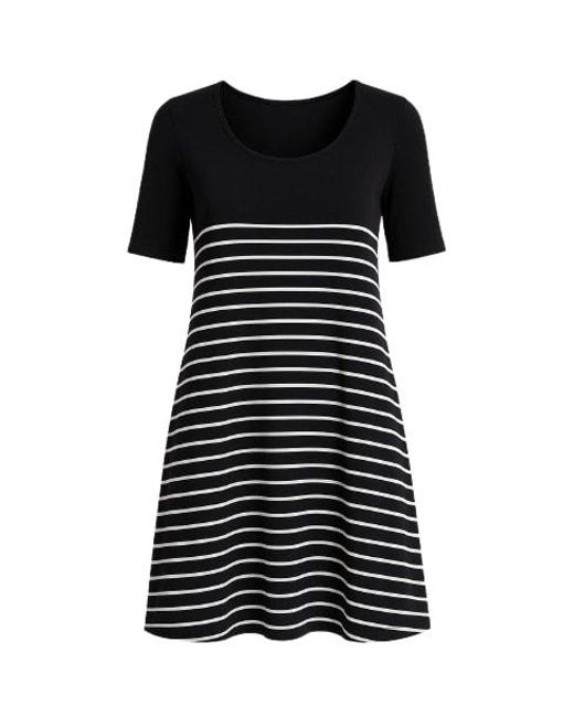 Conquista Black Stripe Detail A Line Stretch Dress