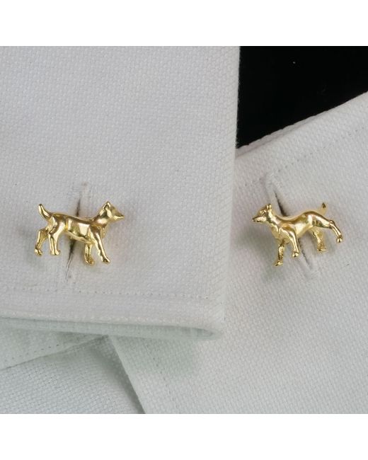 Simon Kemp Jewellers Metallic Jack Russell Cufflinks Eighteen Carat On Sterling Recycled for men