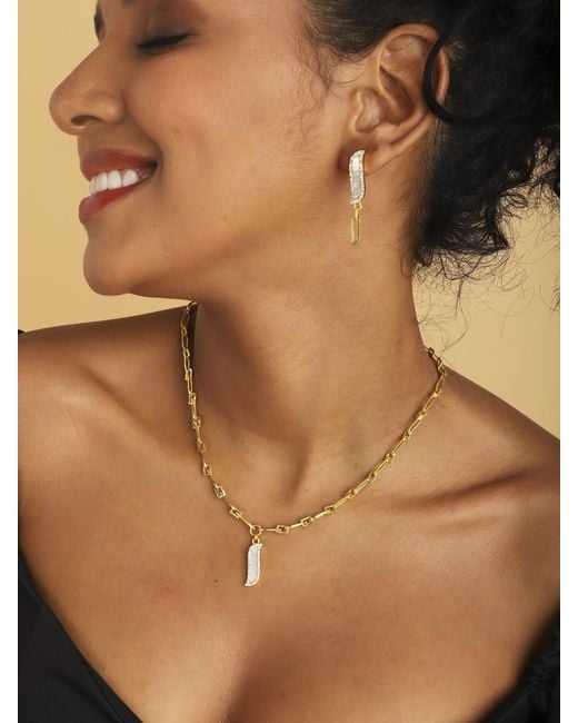 Lila Rasa Metallic Paper Link Necklace Mother Of Pearl Wave Symphony