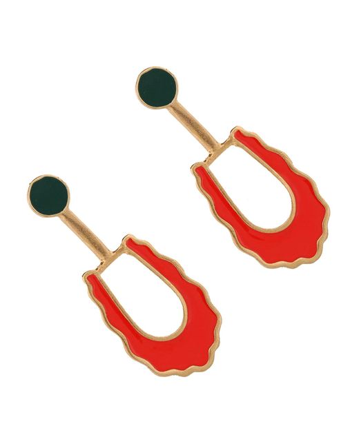 Ebru Jewelry Bohemian Red & Green Enamel Unique Earrings