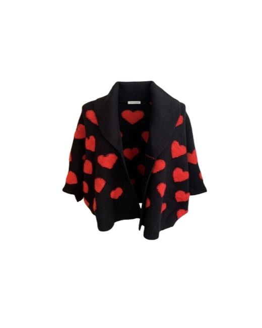 Saachi Red Heart Ribbed Knit & Cardigan