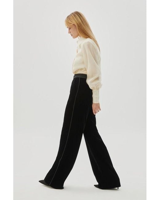 Exquise Black Bradyn Pants Straight Cut Velvet Pants