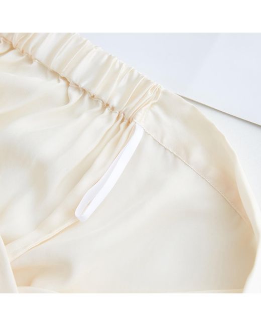Soft Strokes Silk White Neutrals Pure Mulberry Silk Shorts High-Waisted