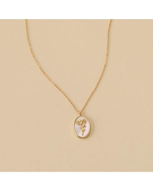 SET & STONES Metallic Katrina Birth Flower Necklace- February