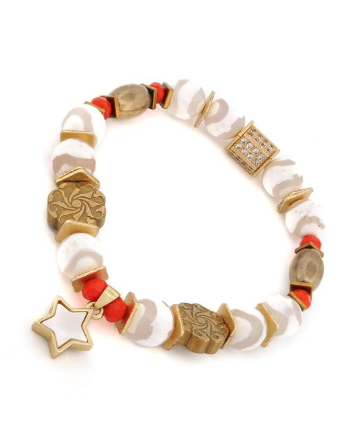 Ebru Jewelry Metallic Radiant Harmony Star Beaded Bracelet