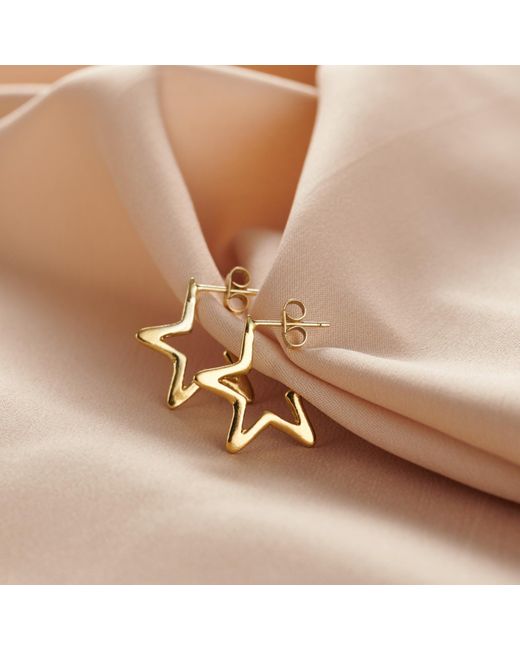 Posh Totty Designs Metallic Gold Plated Open Star Hoop Earrings