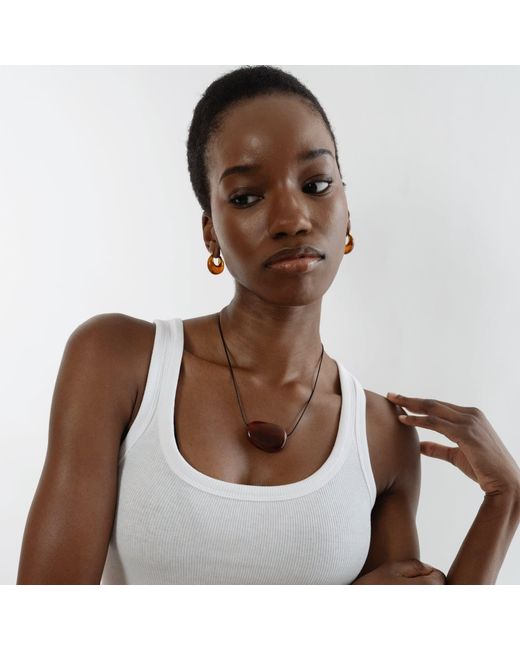 Miss Cecilia Orange Crescent Amber Hoops