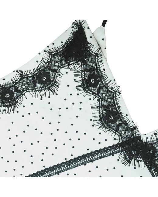 2KStyle White Toma Polka-Dot Lace-Trim Slip Mini Dress