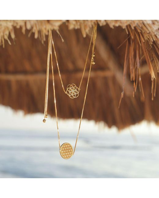 Seven Saints Metallic Seed Of Life Choker Or Y Style Lariat, Reversible Necklace