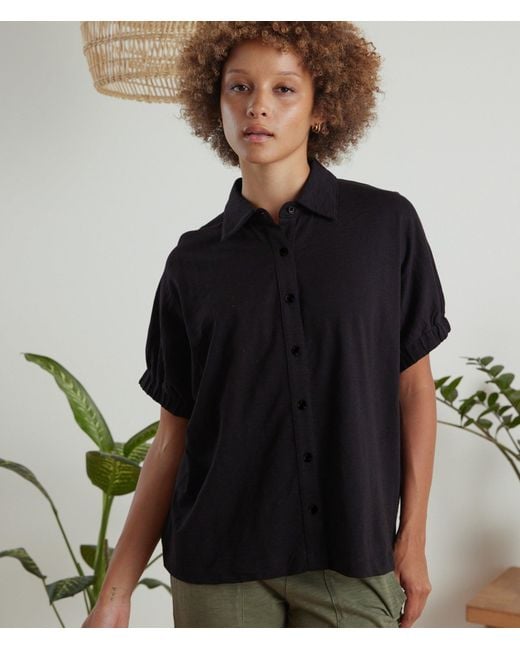 Known Supply Black Short Sleeve Button Up Tee