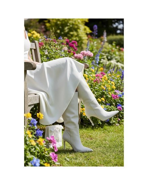 Beautiisoles by Robyn Shreiber Made in Italy Gray Neutrals Yara Off- Tall High Heels Suede Boot
