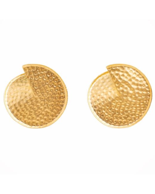 Meraki by Rashmi Bajaj Metallic Gilded Lilypad Plated Stud Earrings