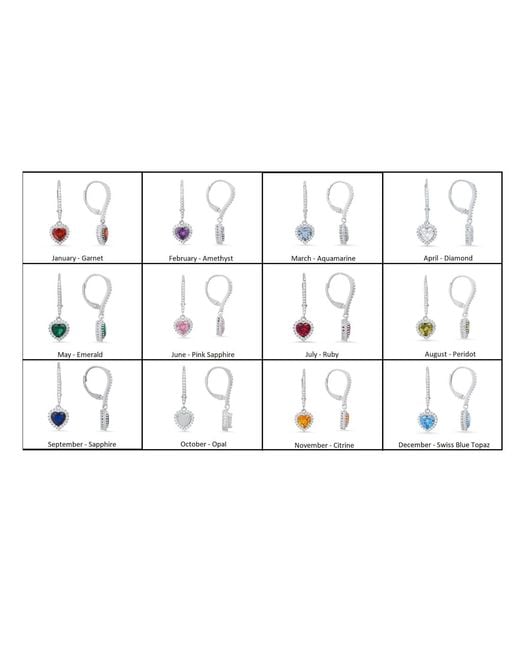 Kylie Harper White January Garnet Birthstone Heart-Cut Halo Leverback Earrings