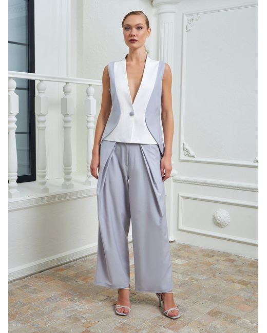 Lumina Eligma Blue The Gathered Suit Pants Ensemble