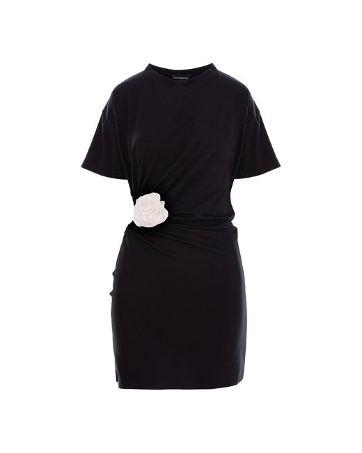 ROSERRY Black Carmen Mini Dress With Fixed Rosette Detail