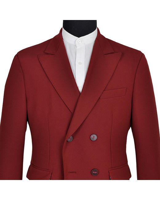 DAVID WEJ Red Ashford Relaxed Double-Breasted Blazer – Burgundy for men