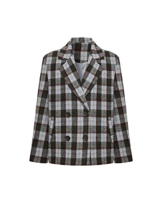 Thisisu Collection Gray Mara Plaid Wool Blend Jacket – Khaki