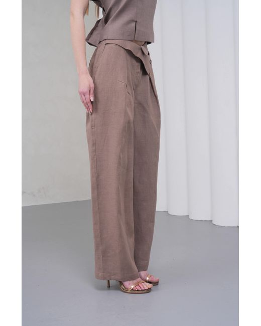 Lumina Eligma Brown The Wrapline Linen Trouser