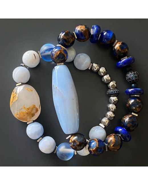 Ebru Jewelry Blue Ocean Inner Peace Bracelet Set