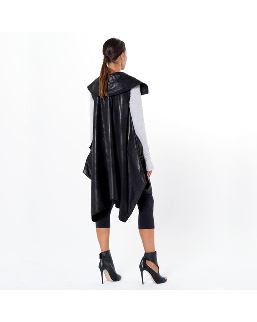 Metamorph Black Neutrals Asymmetric Faux Suede Vest
