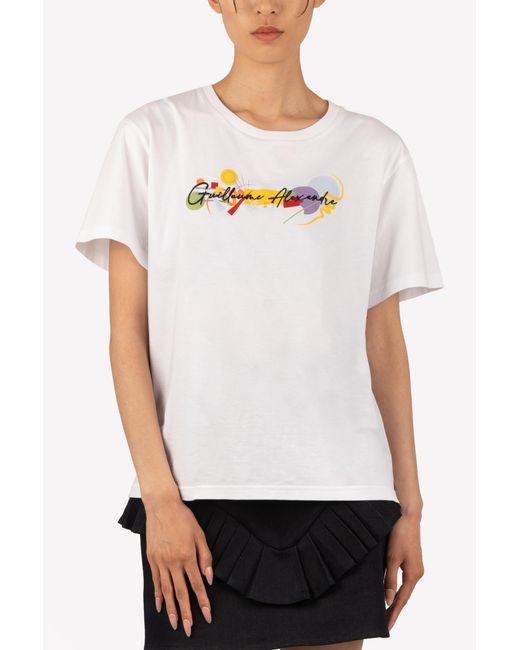 GUILLAUME ALEXANDRE White Kandinsky-Inspired Embroidered T-Shirt