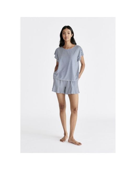 Paisie Blue Frill Pyjama T-Shirt And Shorts