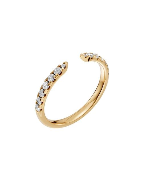 Aya Fine Jewelry Metallic Open Cuff Lab Diamond Pave Minimalist Stacking Ring