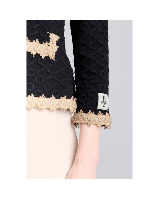 The Extreme Collection Black Neutrals Raised Embroidery Knit Jacket Paola