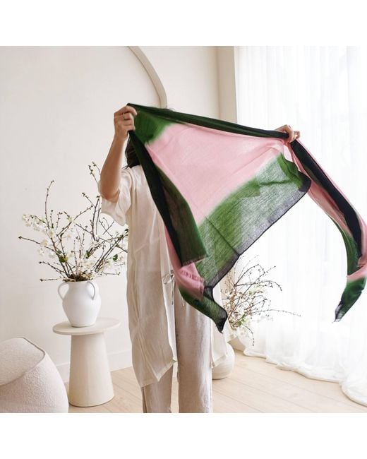 Variously Green Iris Kiwi Cashmere Merino Handwoven Scarf