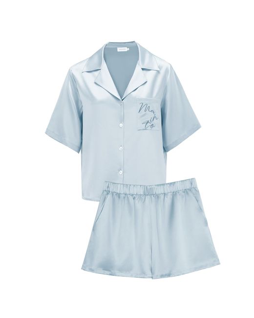 Manitu Blue Remington Silk Short Pajama Set