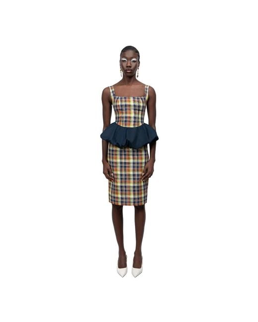 28Natelier Blue Plaid Bubble Top
