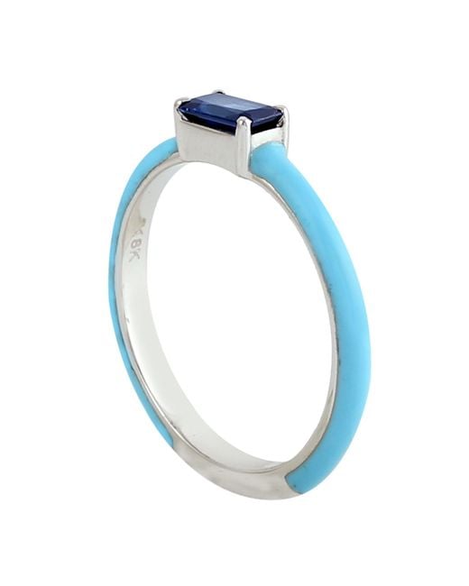 Artisan Blue Sapphire & Enamel Ring