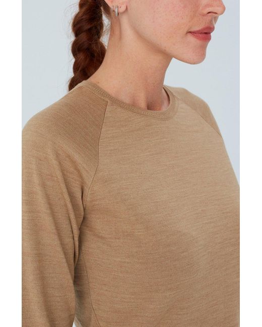 Peraluna Brown Vanessa Slit Detailed Asymmetric Fine Pullover