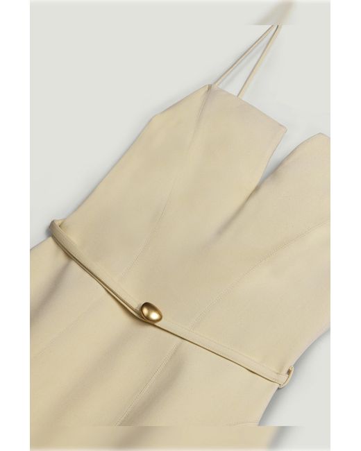 Nocturne White Strappy Belted Midi Dress