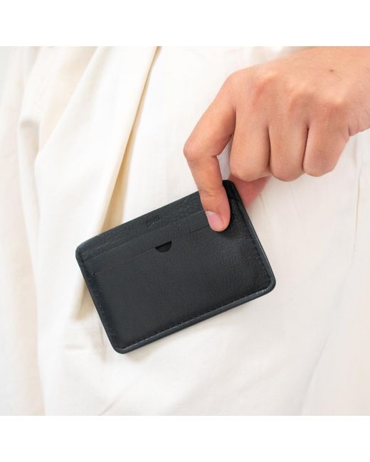 godi. Black Handmade Leather Cardholder for men