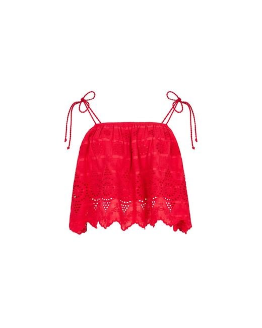 Raffya Rufa Spaghetti Strap Embroidered Cami