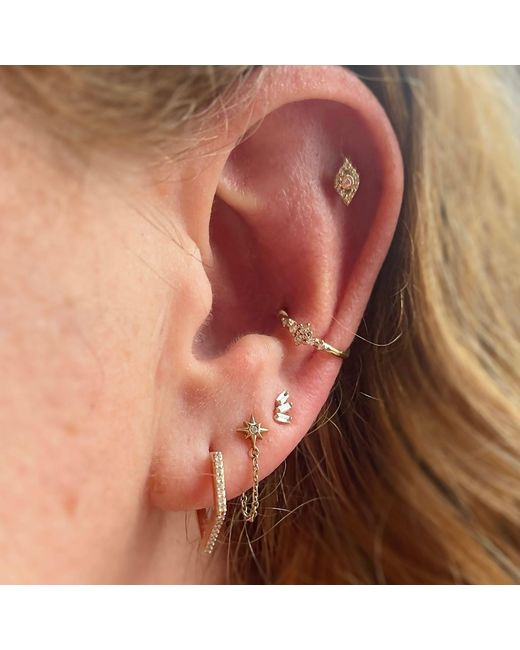 Zohreh Metallic Diamond Evil Eye Flat Back Earring 14K