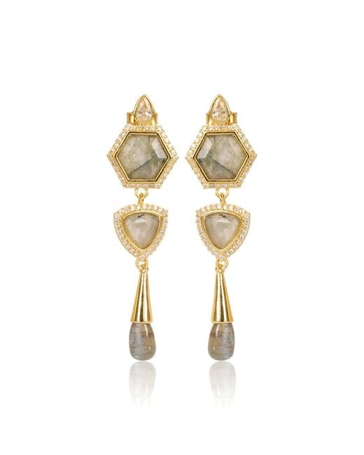 Lila Rasa Metallic Labradorite & Cubic Zirconia Earrings